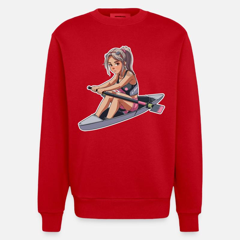 Ruderer Mädchen Grafik - Heavyweight Oversized Organic Crew Neck Made in EU - Rot