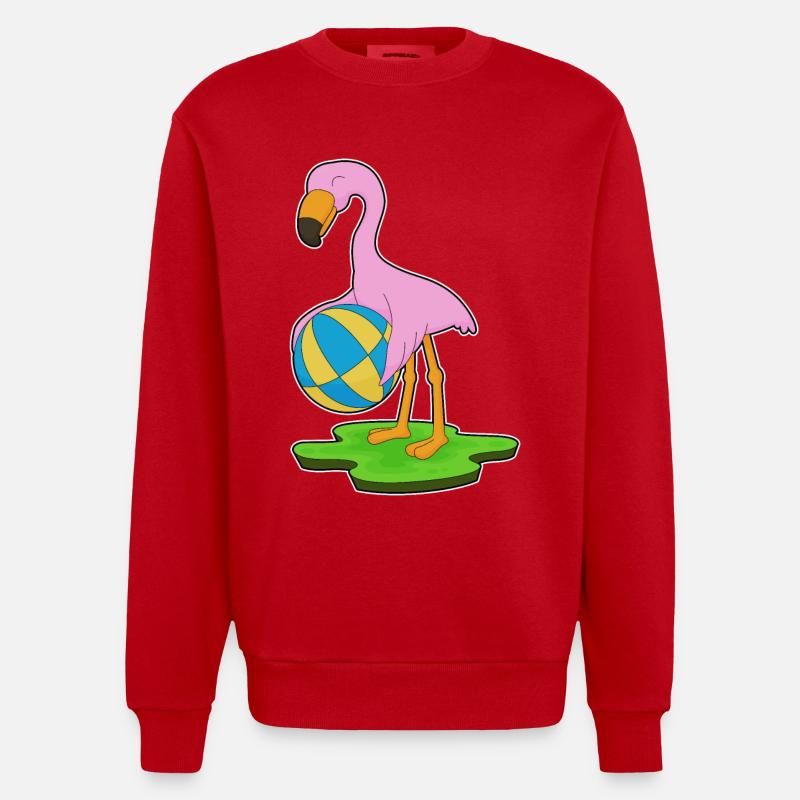 Flamingo Wasserball - Heavyweight Oversized Organic Crew Neck Made in EU - Rot