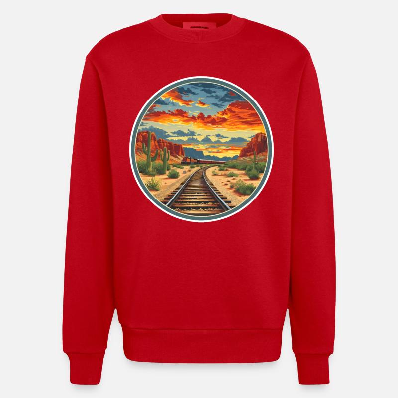 Chemin de fer - Sweat bio épais oversize fabriqué en UE - rouge