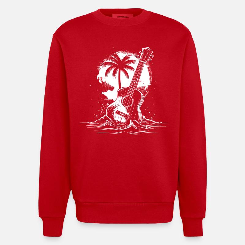 Graphiques pour ukulélé - Sweat bio épais oversize fabriqué en UE - rouge