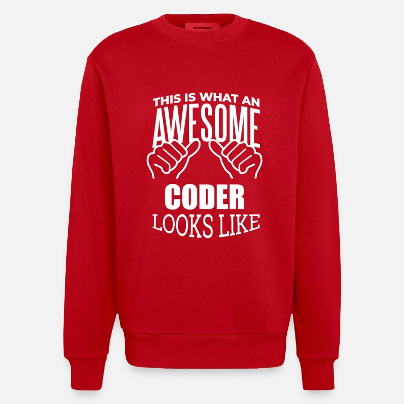 Coder - Heavyweight Oversized Organic Crew Neck Made in EU - red