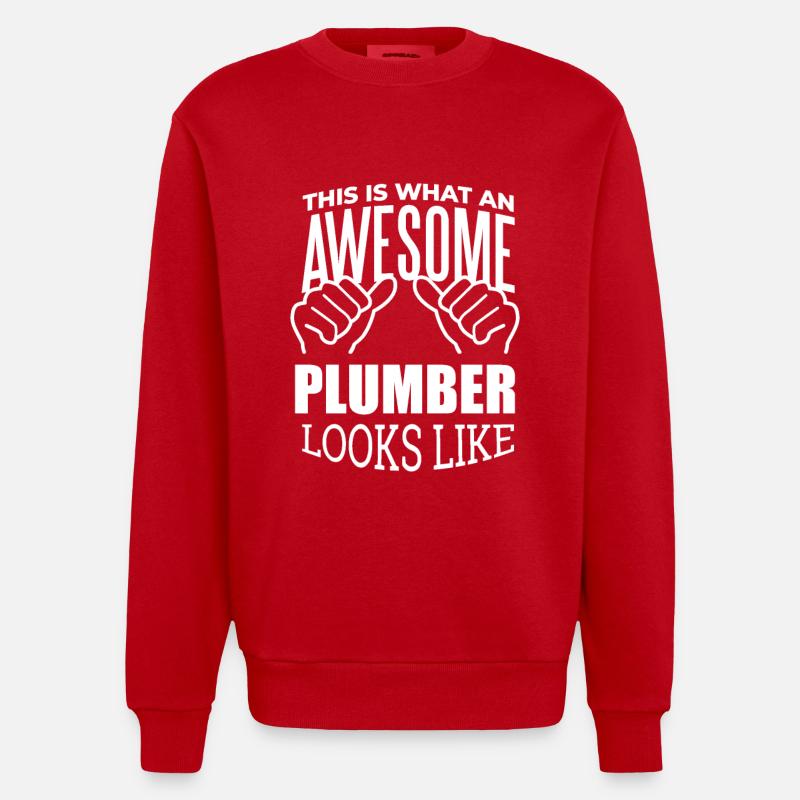 Klempner - Heavyweight Oversized Organic Crew Neck Made in EU - Rot