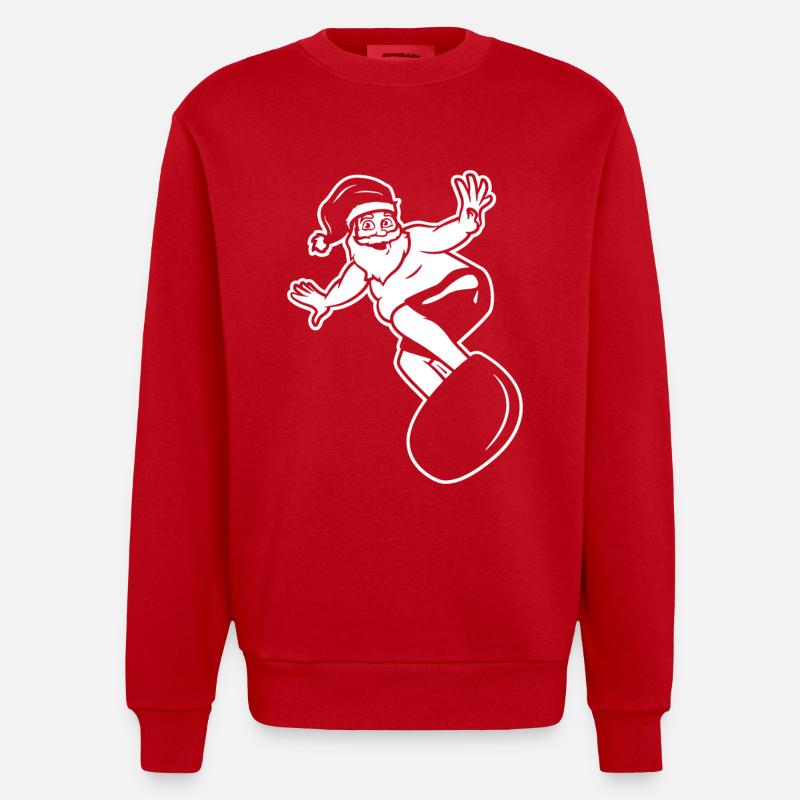 Père Noël surfeur - Sweat bio épais oversize fabriqué en UE - rouge