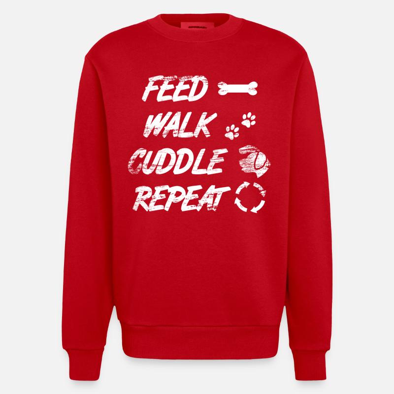 Feed Walk Cuddle Repeat - Heavyweight Oversized Organic Crew Neck Made in EU - red