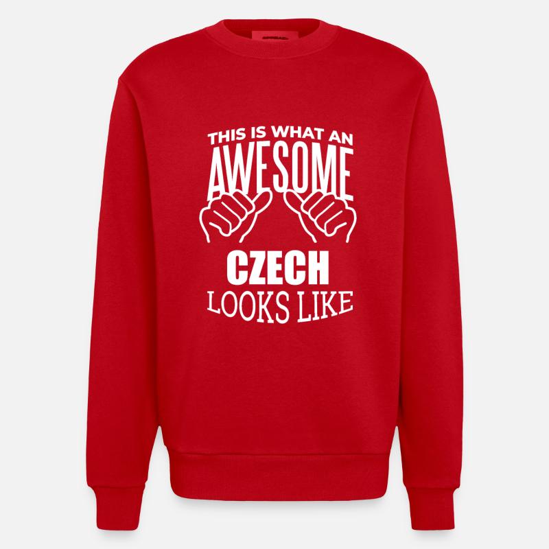 Tschechische Republik - Heavyweight Oversized Organic Crew Neck Made in EU - Rot