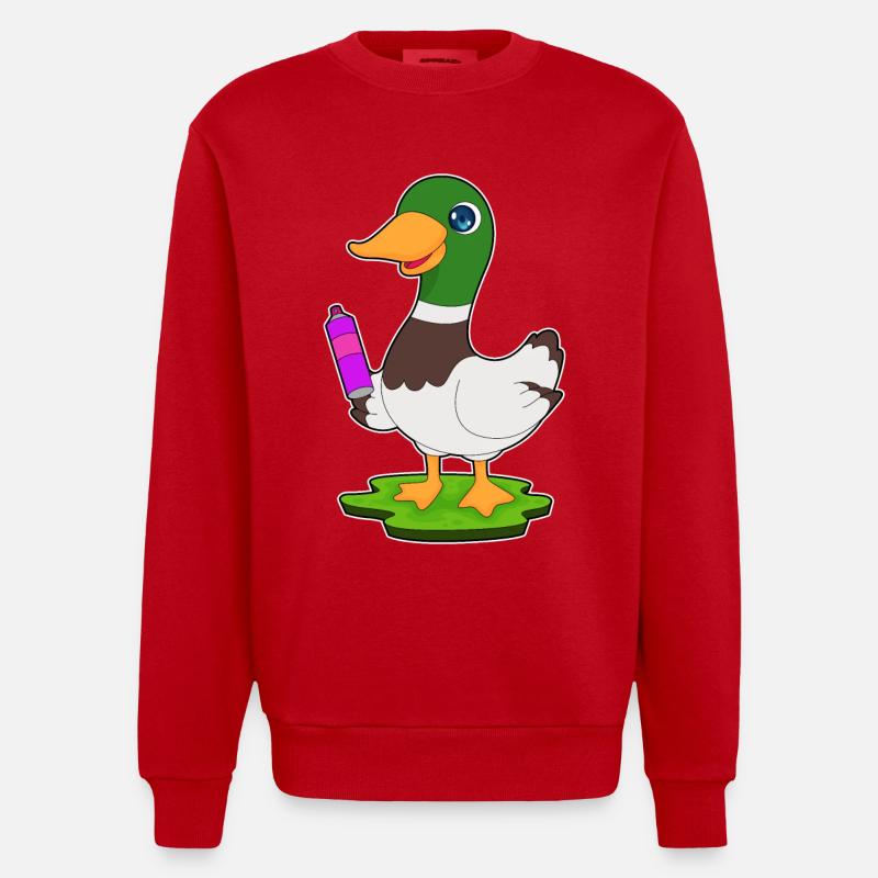 Aérosol de pulvérisation de canard - Sweat bio épais oversize fabriqué en UE - rouge