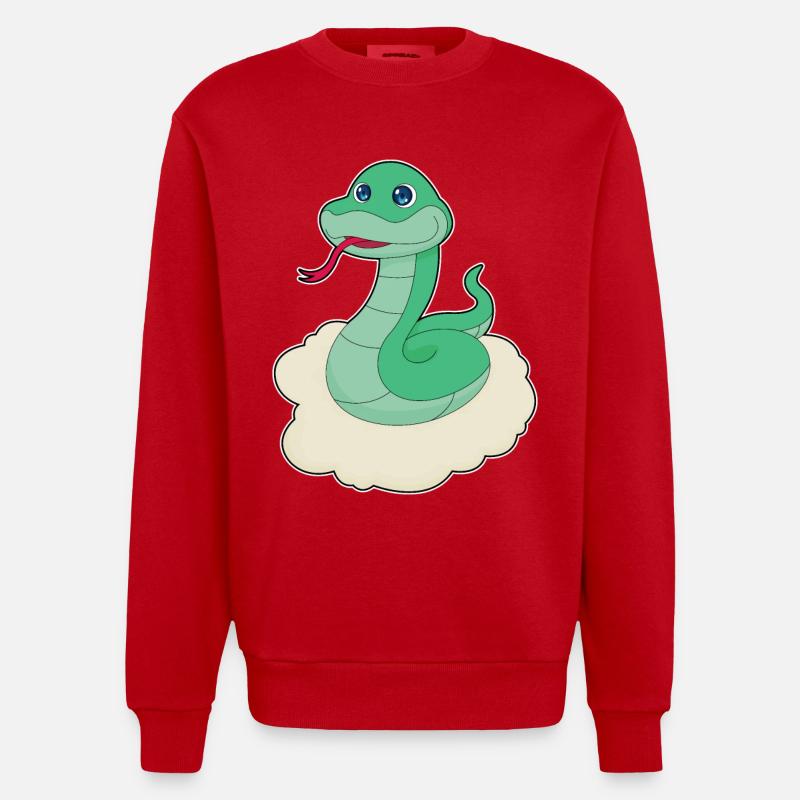 Schlange Wolken - Heavyweight Oversized Organic Crew Neck Made in EU - Rot
