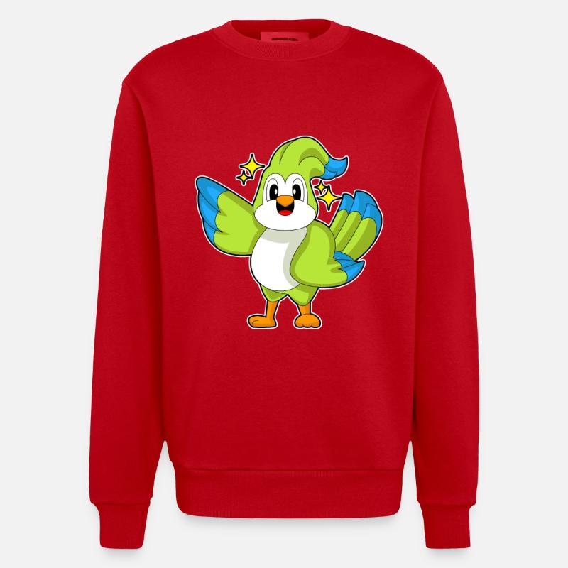 Étoiles perroquets - Sweat bio épais oversize fabriqué en UE - rouge