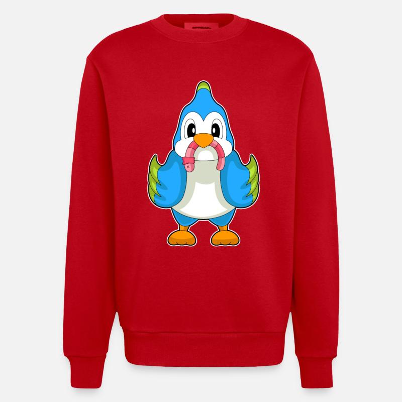 Ver perroquet - Sweat bio épais oversize fabriqué en UE - rouge