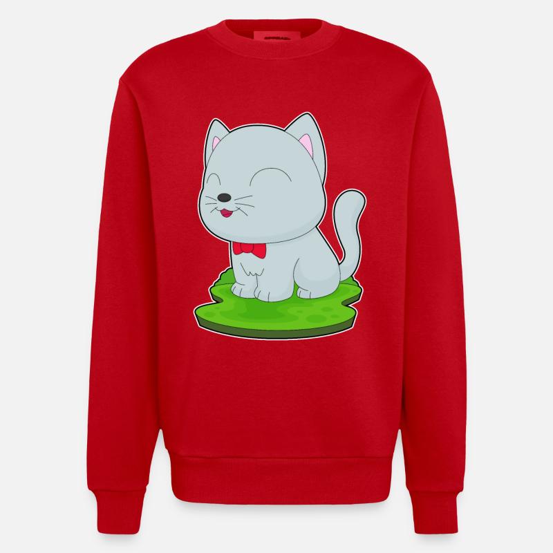 Katze Fliege - Heavyweight Oversized Organic Crew Neck Made in EU - Rot