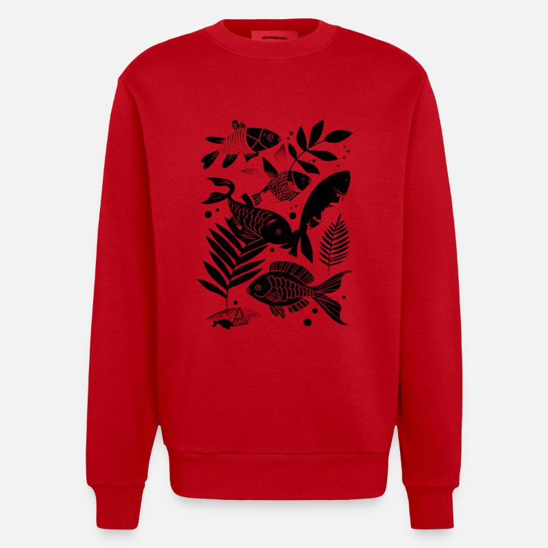 Fischen Comic - Heavyweight Oversized Organic Crew Neck Made in EU - Rot