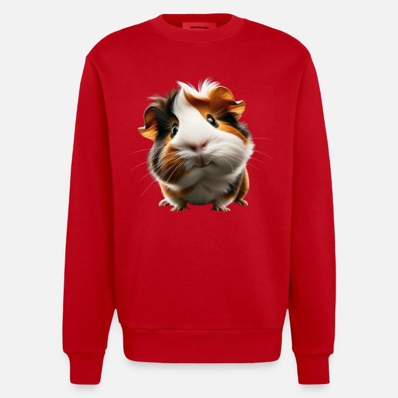 Adorable design de cochon d’Inde - Sweat bio épais oversize fabriqué en UE - rouge