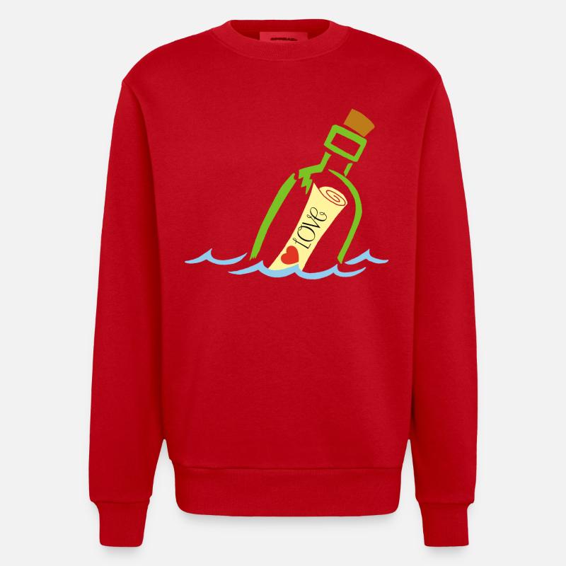 Une bouteille à la mer - Sweat bio épais oversize fabriqué en UE - rouge
