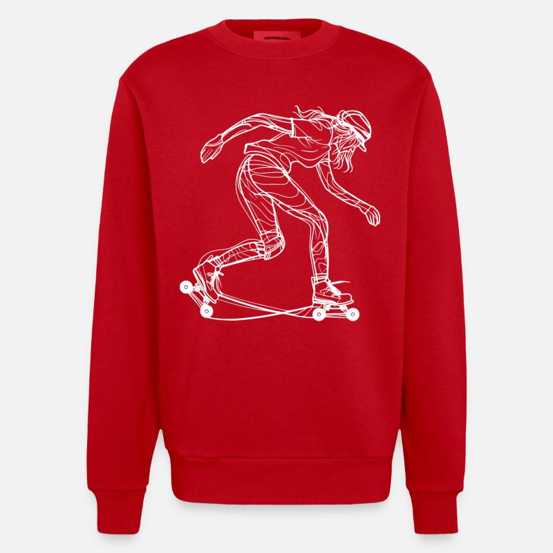 Rollschuh Mädchen - Heavyweight Oversized Organic Crew Neck Made in EU - Rot