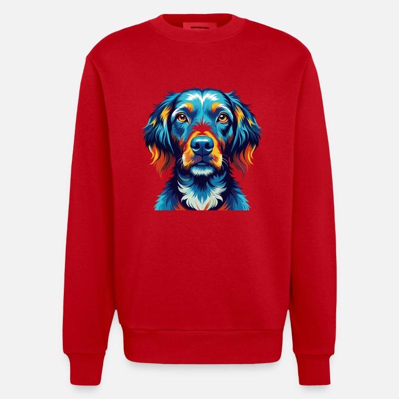 Pudelpointer Hunderasse Bunte Karikatur Kawaii - Heavyweight Oversized Organic Crew Neck Made in EU - Rot