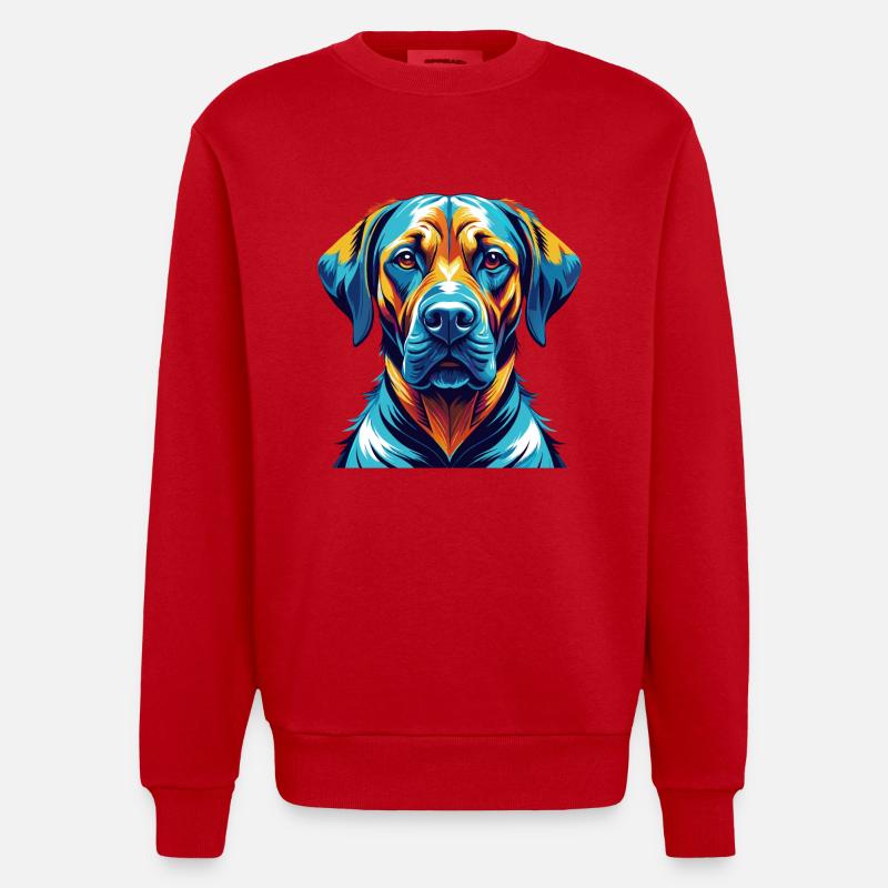 Rhodesian Ridgeback Hunderasse Karikatur Kawaii - Heavyweight Oversized Organic Crew Neck Made in EU - Rot