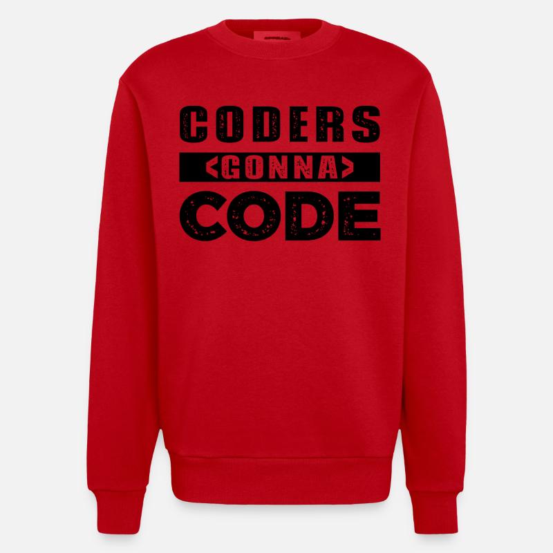 Codeurs qui passent au code - Sweat bio épais oversize fabriqué en UE - rouge