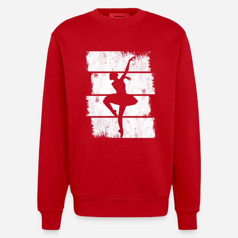 Dessin de danseuse de ballet - Sweat bio épais oversize fabriqué en UE - rouge