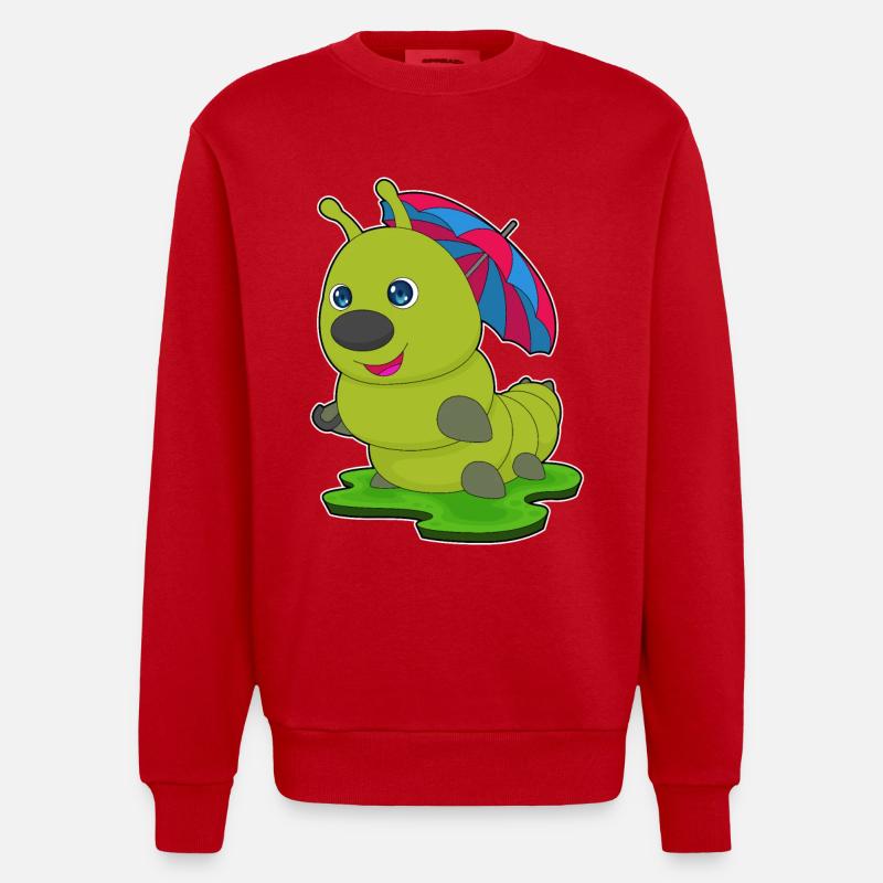 Raupe Regenschirm - Heavyweight Oversized Organic Crew Neck Made in EU - Rot