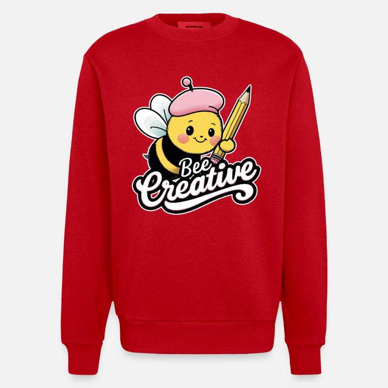 kreative Biene Bee be creative - Heavyweight Oversized Organic Crew Neck Made in EU - Rot