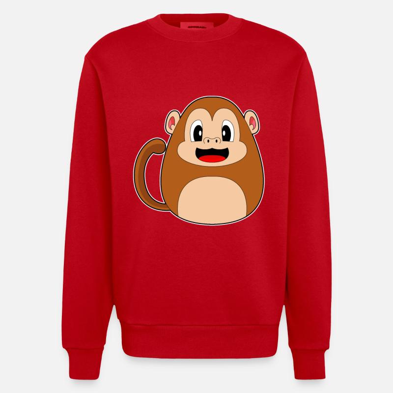 Affe Ostern Osterei - Heavyweight Oversized Organic Crew Neck Made in EU - Rot