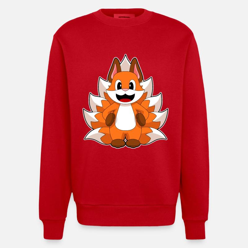 Funny Fox - Heavyweight Oversized Organic Crew Neck Made in EU - red