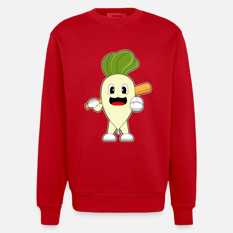 Radieschen Baseball Baseballschläger - Heavyweight Oversized Organic Crew Neck Made in EU - Rot