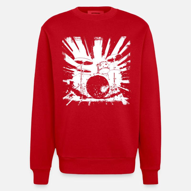 Graphiques de batterie - Sweat bio épais oversize fabriqué en UE - rouge