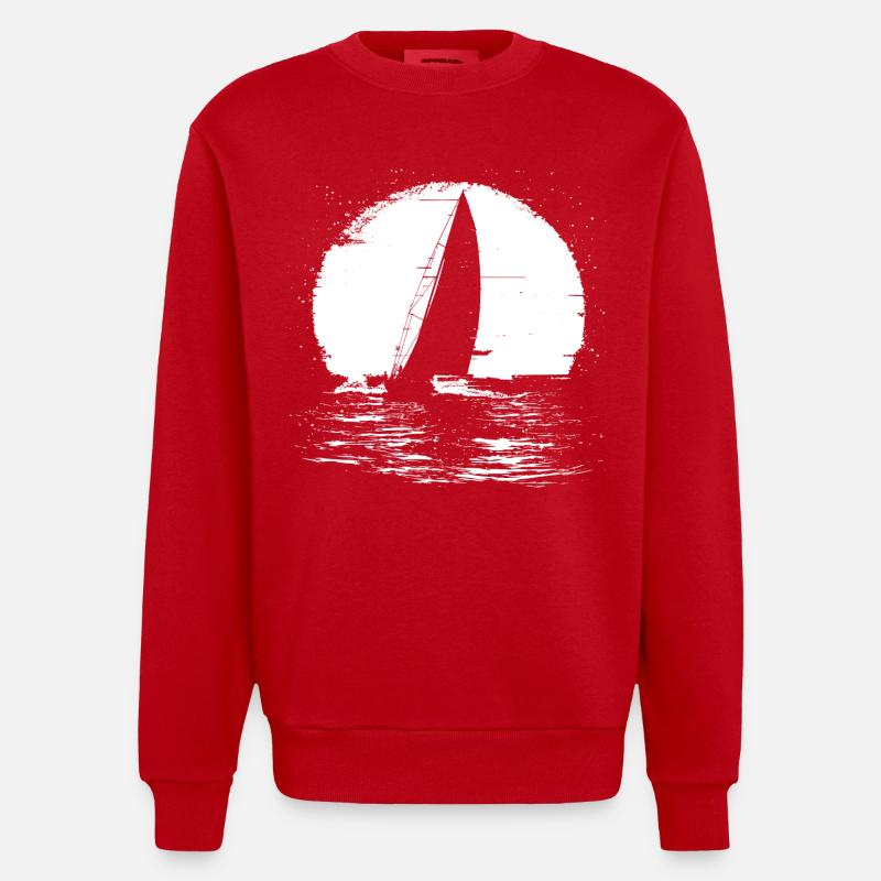 Segelboot - Heavyweight Oversized Organic Crew Neck Made in EU - Rot