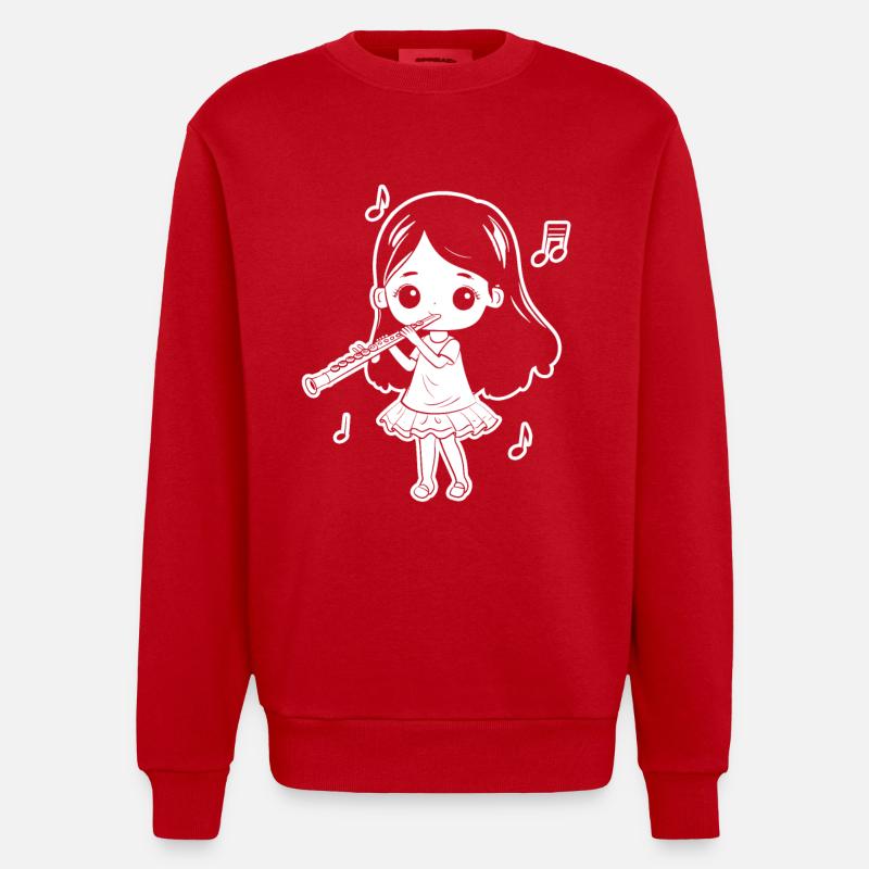 Drôle Flûte Fille Comic Look - Sweat bio épais oversize fabriqué en UE - rouge