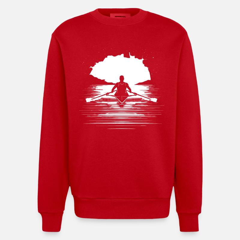 Dessin du rameur - Sweat bio épais oversize fabriqué en UE - rouge