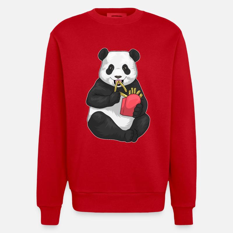Panda Pommes frites - Heavyweight Oversized Organic Crew Neck Made in EU - Rot