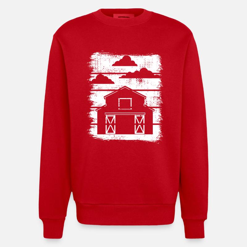Scheune Zeichnung - Heavyweight Oversized Organic Crew Neck Made in EU - Rot