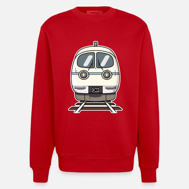 Train Style de dessin animé - Sweat bio épais oversize fabriqué en UE - rouge