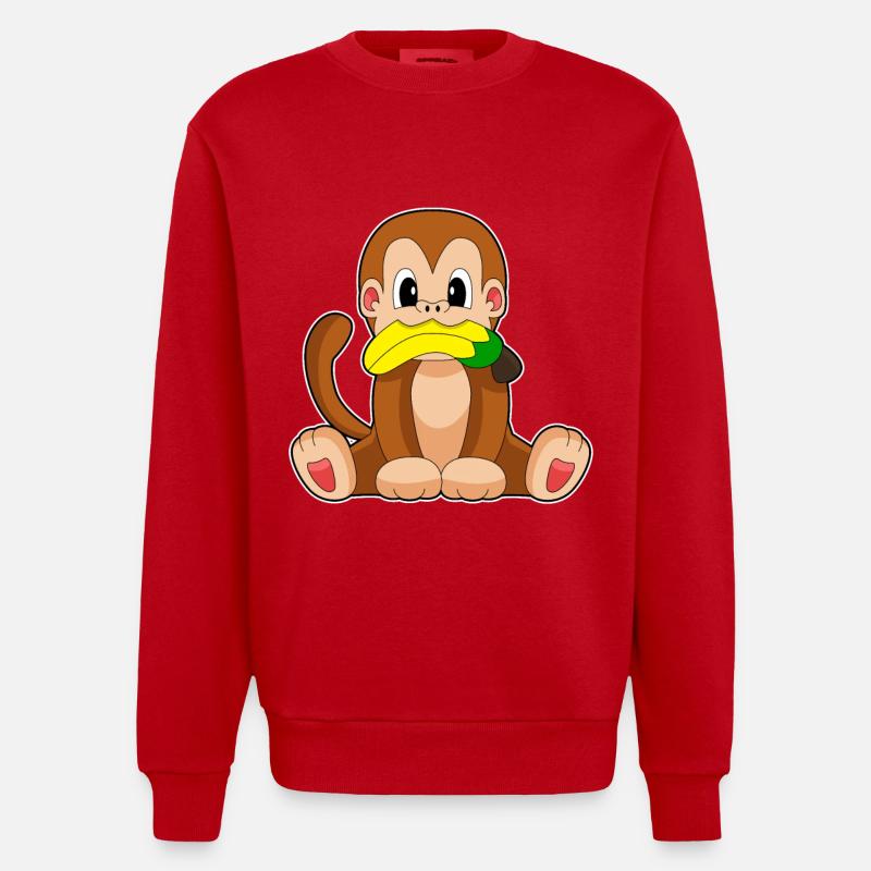 Affe Banane - Heavyweight Oversized Organic Crew Neck Made in EU - Rot