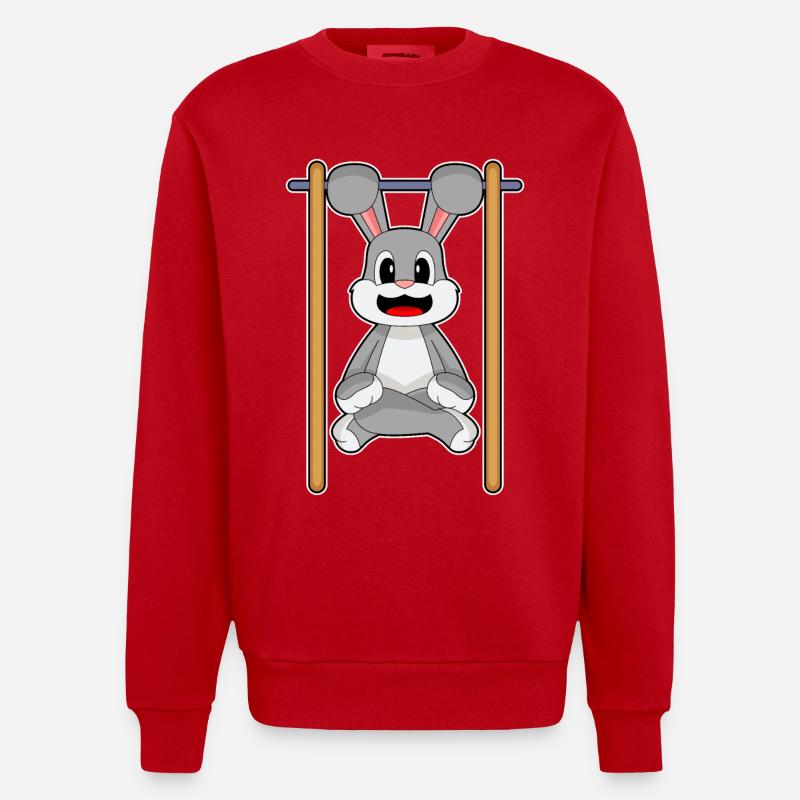 Bunny Bodybuilder Tractions Musculation - Sweat bio épais oversize fabriqué en UE - rouge
