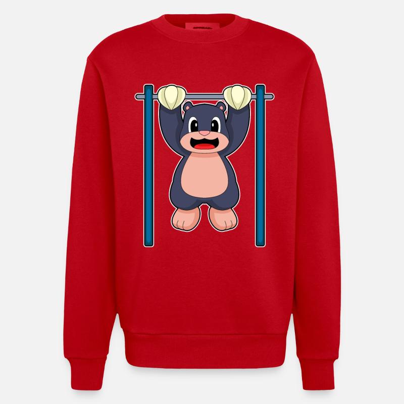 Mole Bodybuilder Pull-ups Bodybuilding - Heavyweight Oversized Organic Crew Neck Made in EU - red