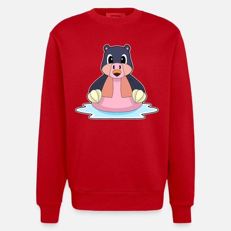 Mole Flamingo - Heavyweight Oversized Organic Crew Neck Made in EU - red