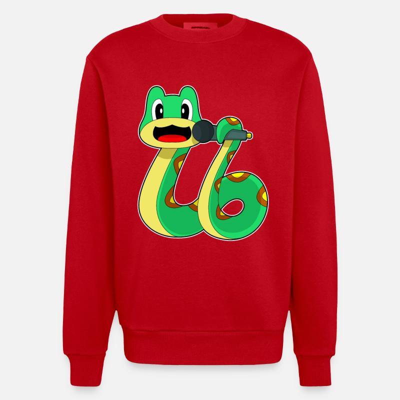 Snake Singer Microphone Musique - Sweat bio épais oversize fabriqué en UE - rouge