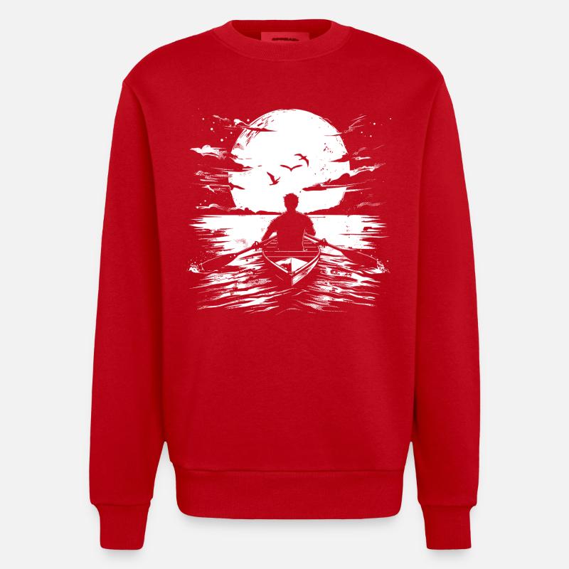 Dessin du rameur - Sweat bio épais oversize fabriqué en UE - rouge
