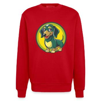 Dackel Hund Niedlich Kawaii Cartoon Clipart Tier - Heavyweight Oversized Organic Crew Neck Made in EU - Rot - Vorne - AI Model Female 172 light (172cm) & AI Model Male 178 light (178cm)