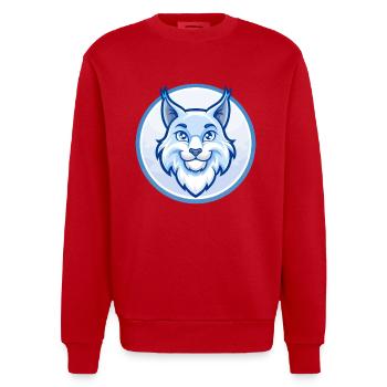 Luchs Blau Kawaii Cartoon Figur Clipart Haustier - Heavyweight Oversized Organic Crew Neck Made in EU - Rot - Vorne - AI Model Female 172 light (172cm) & AI Model Male 178 light (178cm)