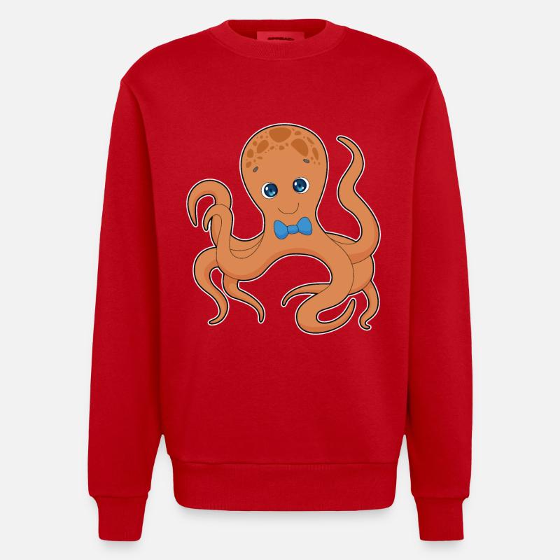 Octopus Gentleman Noeud papillon - Sweat bio épais oversize fabriqué en UE - rouge