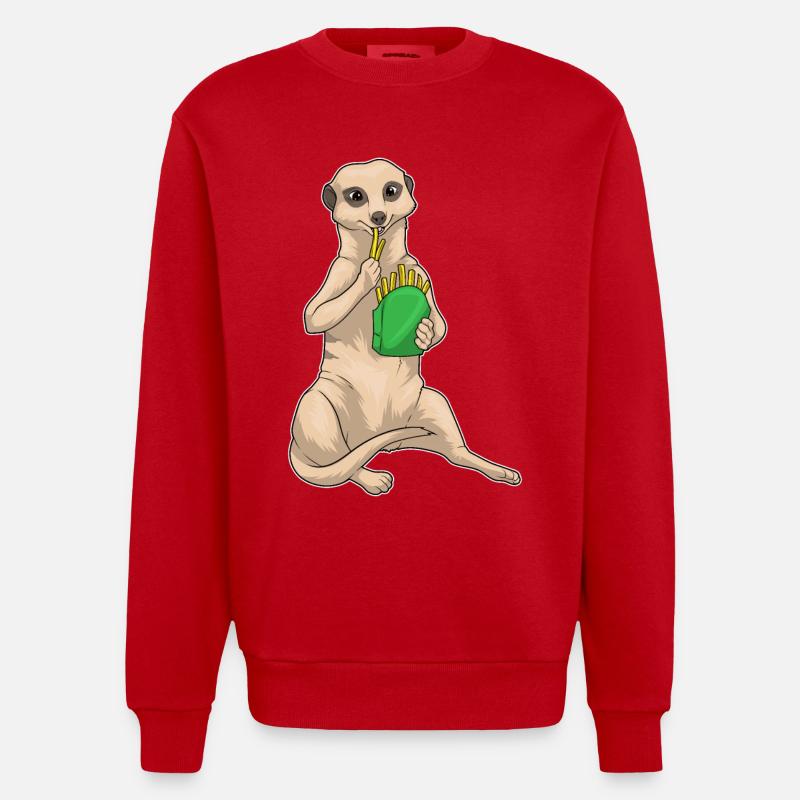 Erdmännchen Pommes frites - Heavyweight Oversized Organic Crew Neck Made in EU - Rot