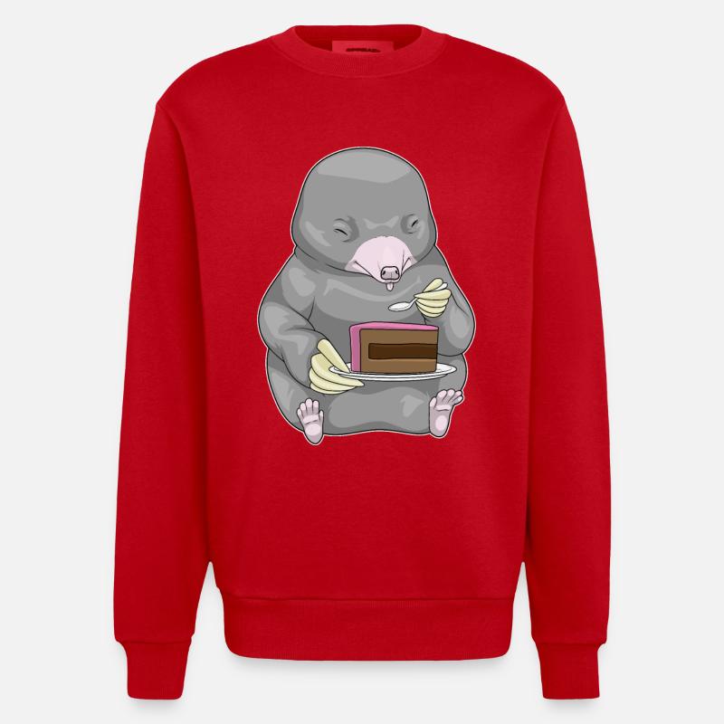 Mole Cake - Heavyweight Oversized Organic Crew Neck Made in EU - red