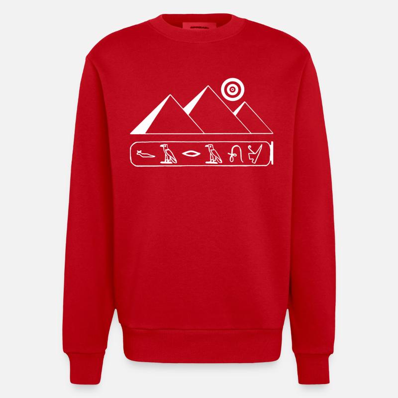 Pyramids and White Pharaoh - Heavyweight Oversized Organic Crew Neck Made in EU - red