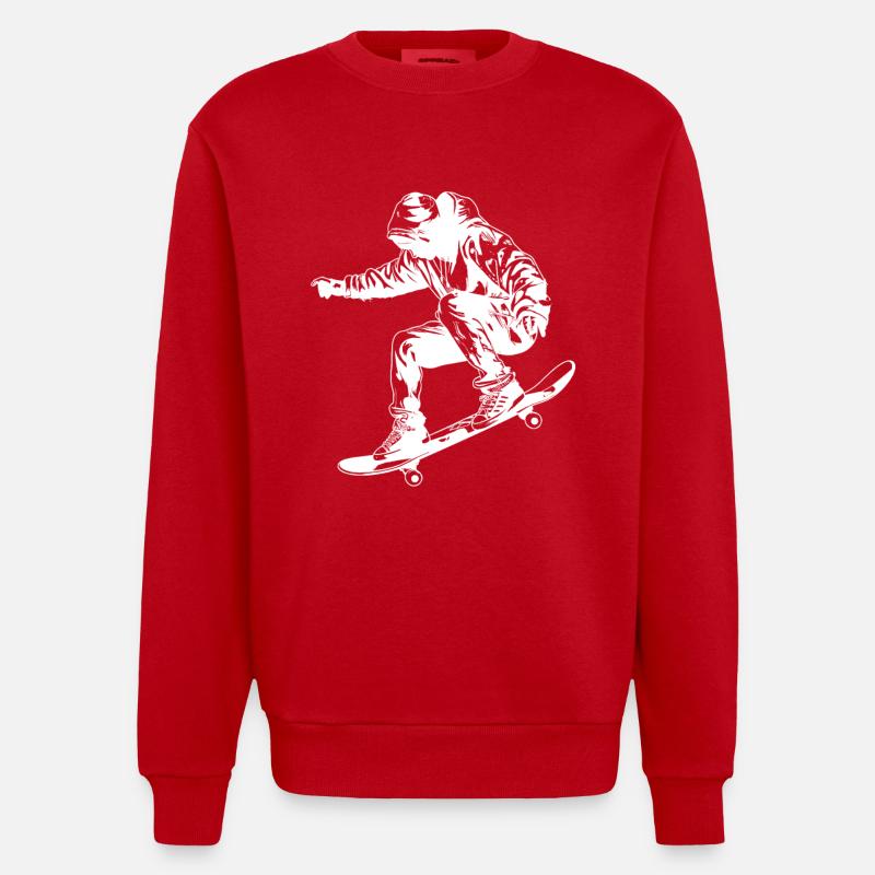 Skateboarding Grafik - Heavyweight Oversized Organic Crew Neck Made in EU - Rot