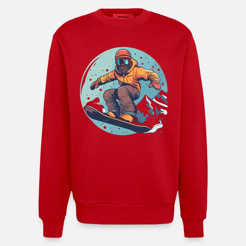 Graphismes de snowboard - Sweat bio épais oversize fabriqué en UE - rouge