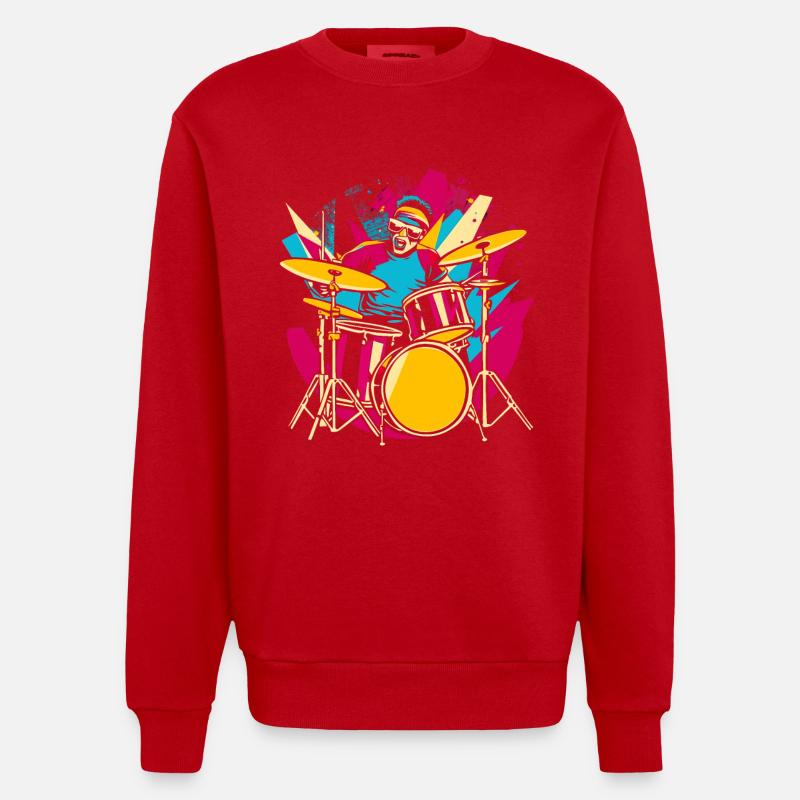 Schlagzeuger Synthwave - Heavyweight Oversized Organic Crew Neck Made in EU - Rot