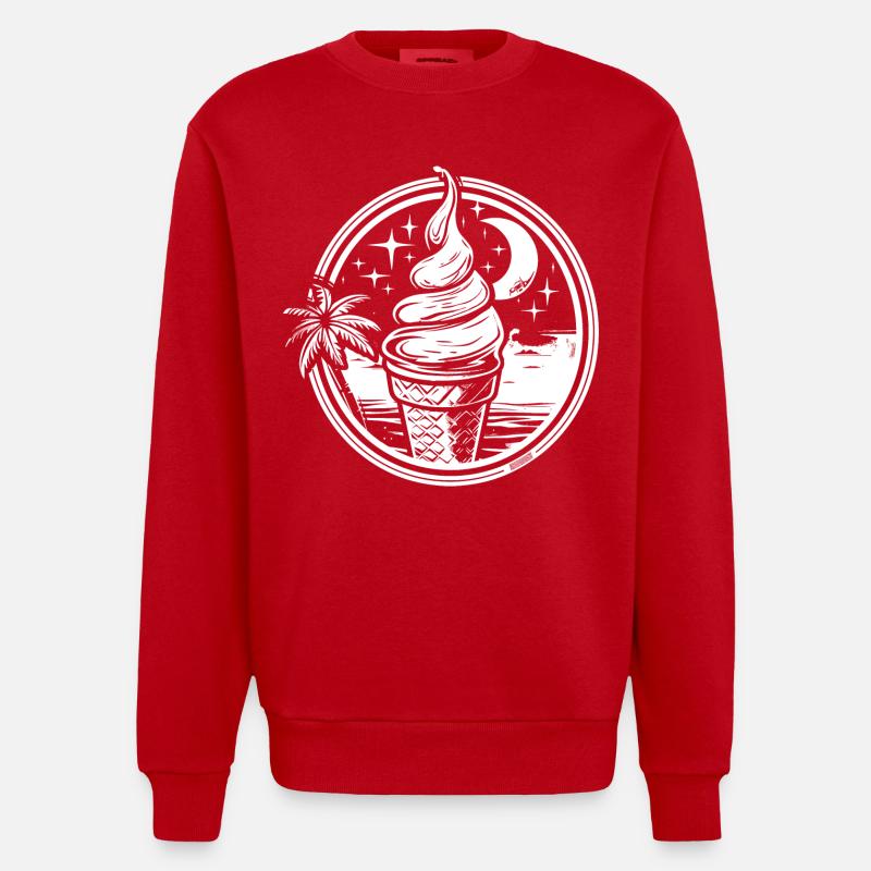 Dessin de crème glacée - Sweat bio épais oversize fabriqué en UE - rouge